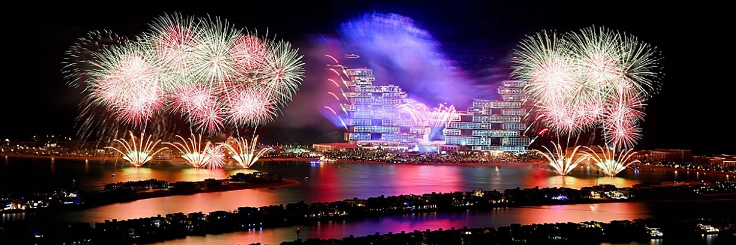 Spectacular fireworks show launched from resort skybridge during grand opening reveal