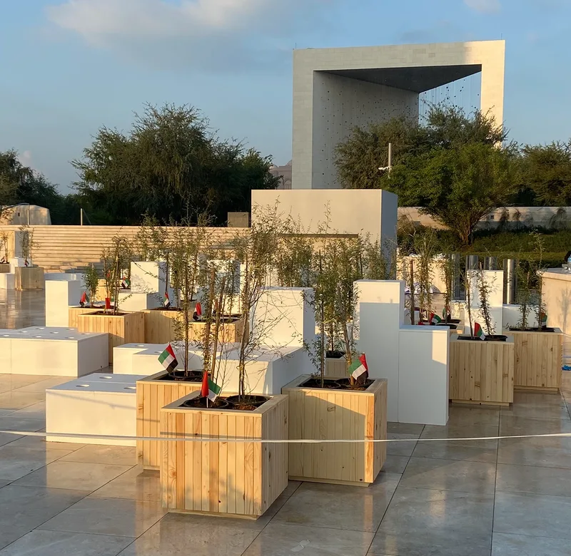 National Day outdoor activation with illuminated heritage art displays in Abu Dhabi