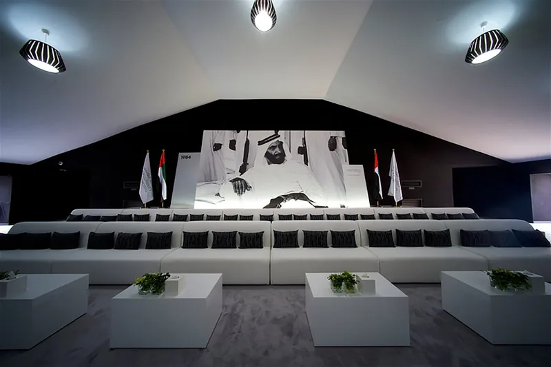 VIP protocol reception suite styled with contemporary Arabian luxury furniture from Evolution